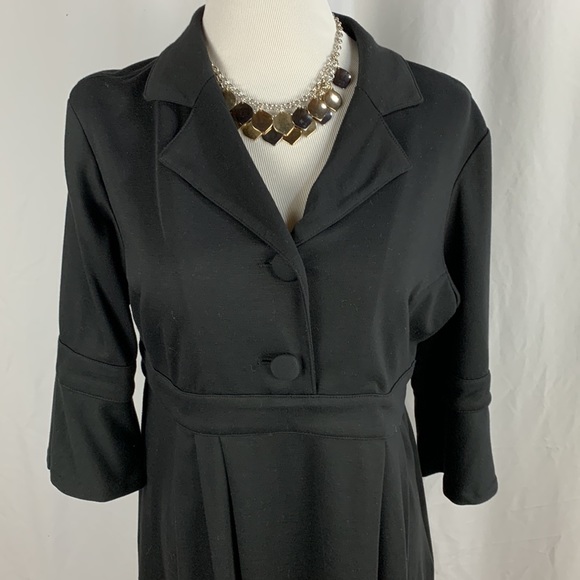 Chadwicks 3/4 Sleeve Pleated Black Shirt Dress - Picture 2 of 9